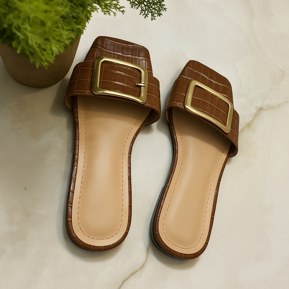 Ladies Brown Slippers Size 41