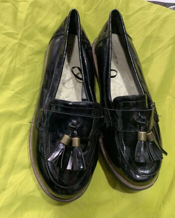 Kids' Black Patent Tassel Loafers - Size 34