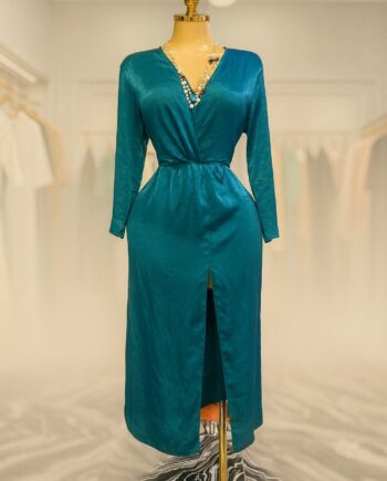 Satin-finish wrap midi dress - Size 10/12