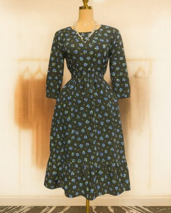 Floral midi dress with ruffled hem - Size 10 