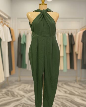 Dark green halter-neck jumpsuit - Size 12