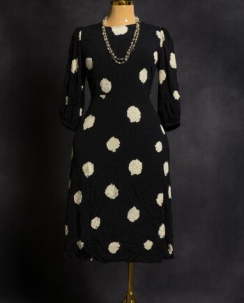 Black polka dot midi dress - Size 12