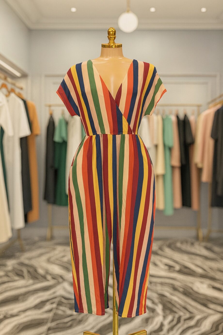 Multicolor striped jumpsuit - Size 12