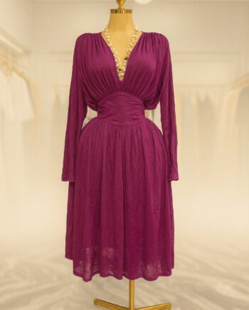 Long-sleeve wine/magenta dress - Size 14
