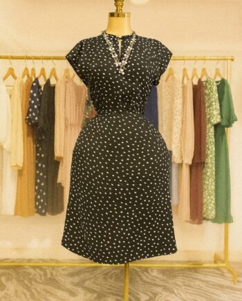 Black short-sleeve midi dress - Size 16