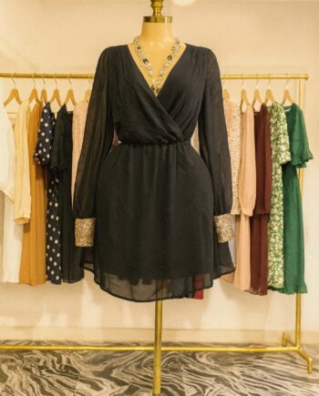 Black chiffon wrap dress - Size 16