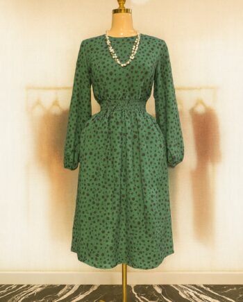 Green long-sleeve midi dress - Size 18