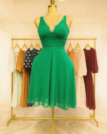 Green sleeveless A-line dress - Size 6
