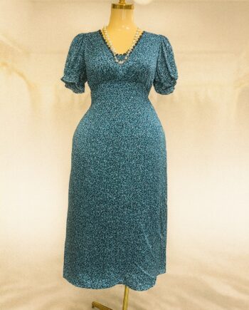 Teal floral midi dress - Size 8