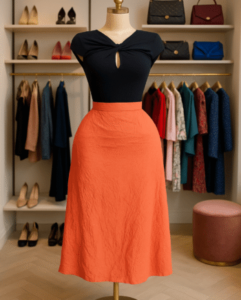 Tangerine A-Line Midi Skirt - Size 18/20