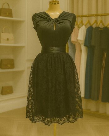 Black Lace Scalloped-Hem A-Line Midi Skirt - Size 8/10