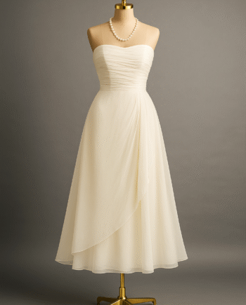 Strapless chiffon A-line (tea-length) dress - Size 10