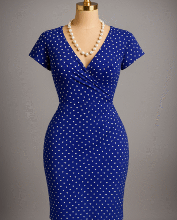 Short-sleeve heart-print wrap bodycon dress - Size 14