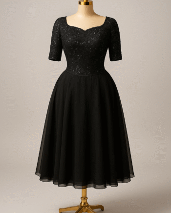 Lace fit-and-flare tea-length dress - Size 16